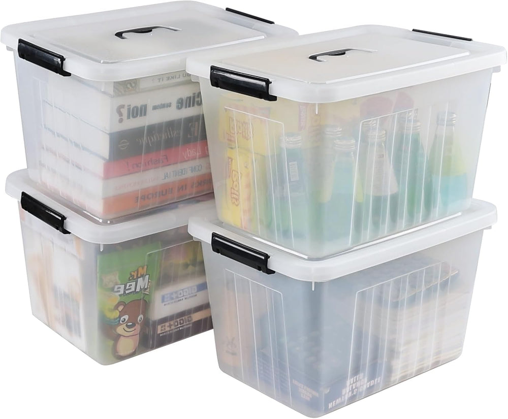 Xyskin 18 Qt Plastic Storage Bins with Lid, 4-Pack Storage Box Stackable