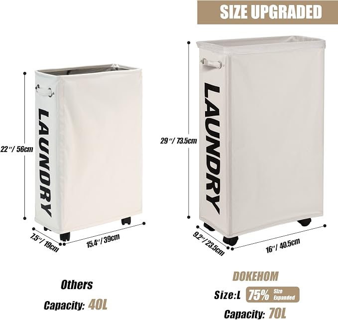 DOKEHOM 29-Inches Enlarged Slim Laundry Basket - Image 3