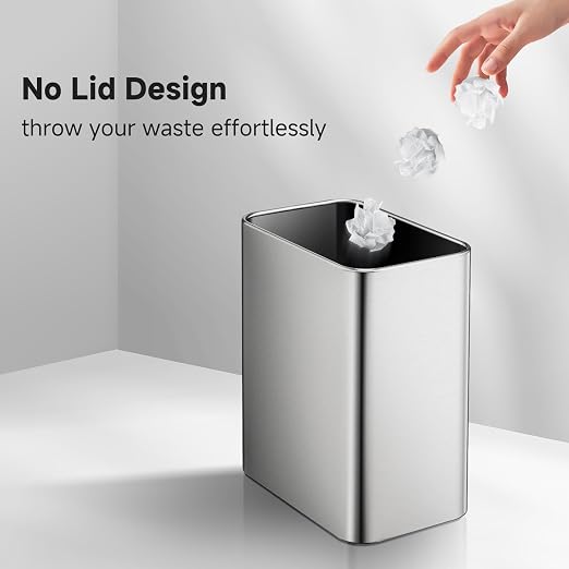 TIPGO Small Metal Trash Can, 2.1 Gallon Slim Trash Can - Image 4