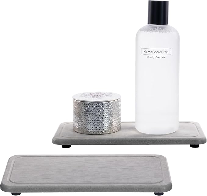 2 Pcs Water Absorbing Stone Trays, Kitchen/Bathroom Sink Soap Dish, Diatomite by NiuYichee