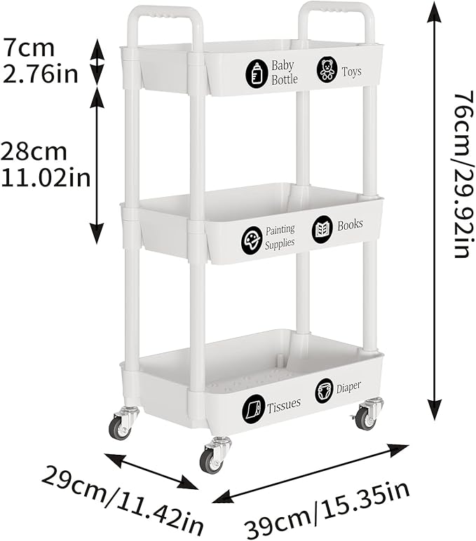 Laiensia 3-Tier Rolling Cart - Image 6