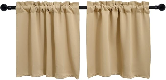 Pickluc Cafe Kitchen Curtains 36 Inches Long 2 Panels, Short Black Out Curtain by PICKLUC