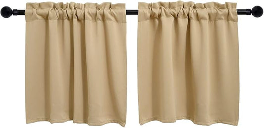 Pickluc Cafe Kitchen Curtains 36 Inches Long 2 Panels, Short Black Out Curtain by PICKLUC
