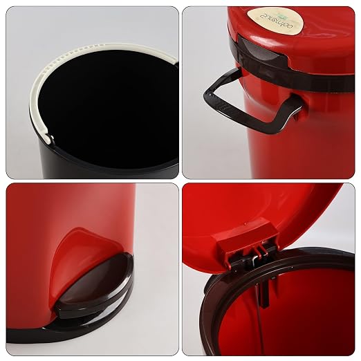Round Trash Can with Soft-Close Foot Pedal, 2 Gallon Waste Bin with Lid - Image 3