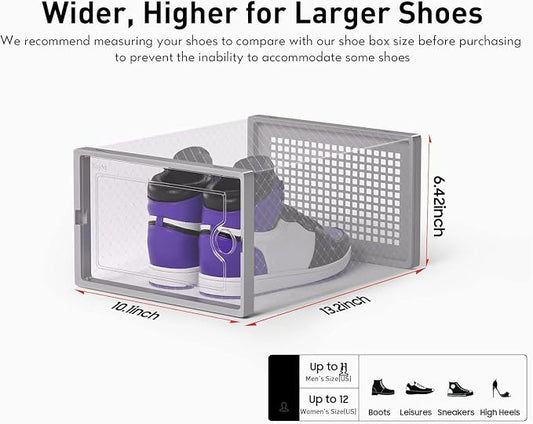 Kuject X-Large Shoe Storage Boxes Organizers Clear Plastic Stackable 12 Pack - Image 2