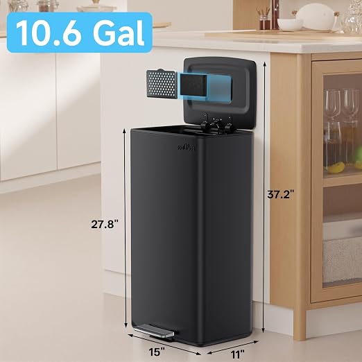 mVm 10.6 Gallon Heavy Duty Step Trash Can - Image 2