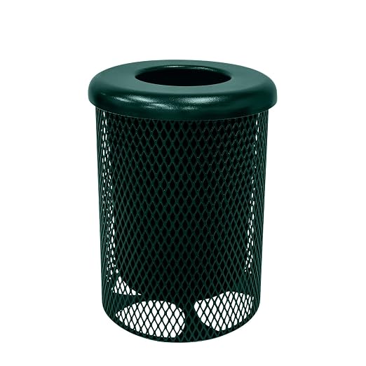 COATEDOUTDOORFURNITURE RFT-DGRN Heavy Duty 32 Gallon Round Trash Receptacle by CoatedOutdoorFurniture