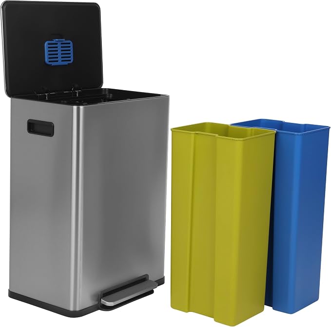 Simpli-Magic 16 Gallon Step Trash Can – Dual Compartment Kitchen Garbage Can – - Image 3