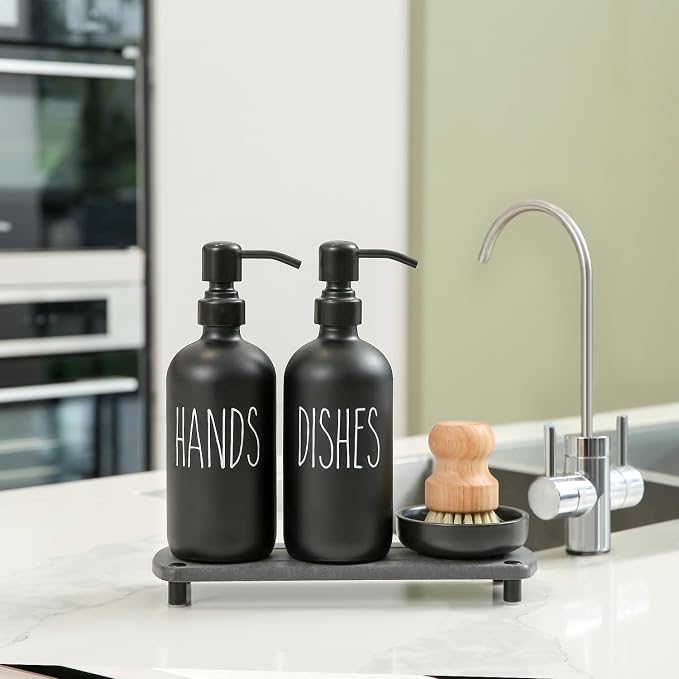 MOMEEMO Matte Black Soap Dispenser Set Comes - Image 7