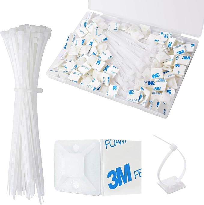 Strong Back-Glue Self Adhesive Cable Zip Tie Mounts Kit by CZXNBI