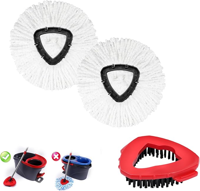 Mop Replacement Heads 2 Pcs & 1 Scrub Brush Combo by BocaStory