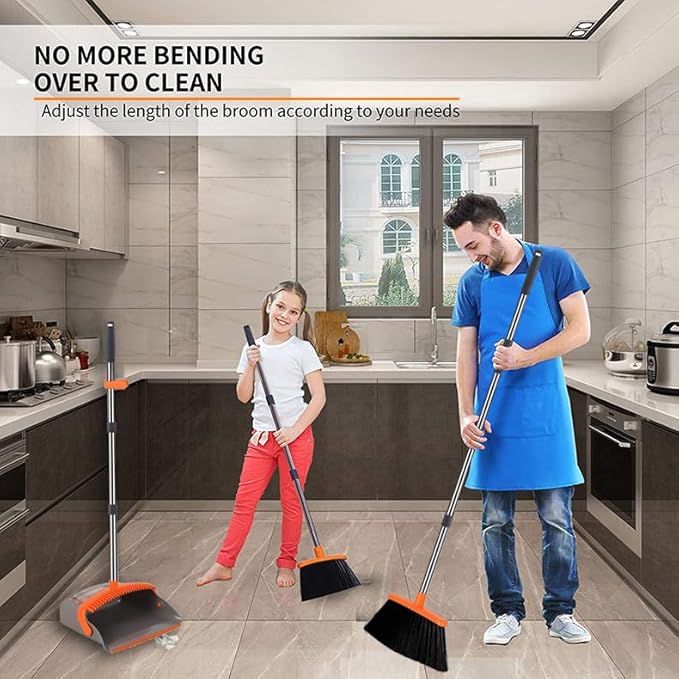 2-Pack is More economical，Upgraded Upright Broom and Dustpan Combo - Image 6