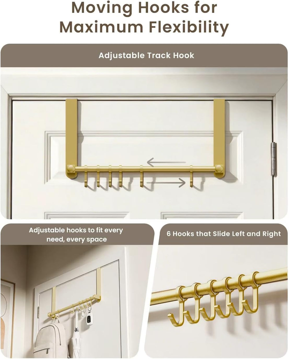 BOF Heavy Duty Over The Door Hooks, Door Hooks Hanger Organizer for Hanging