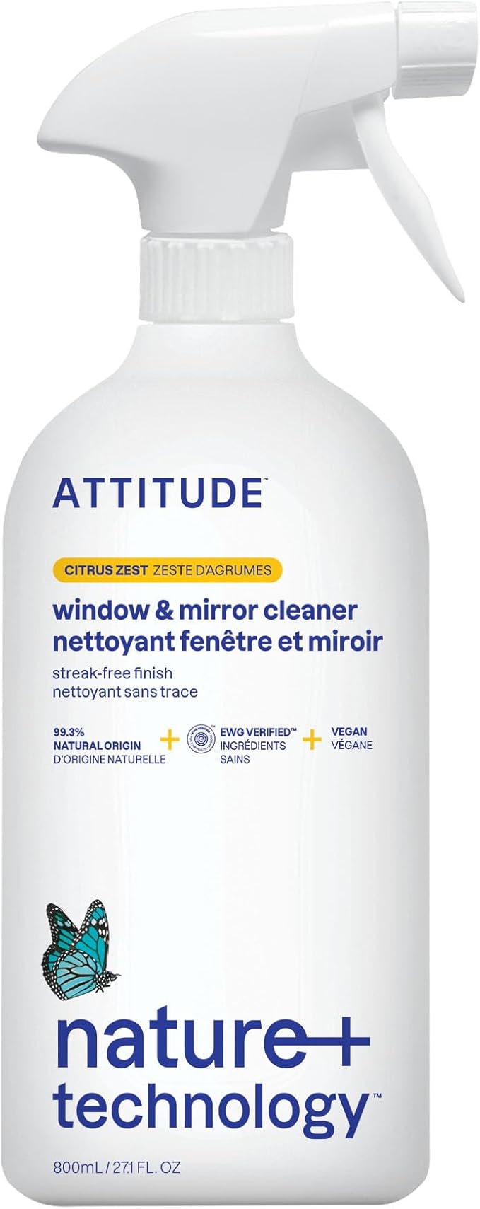 ATTITUDE Window & Mirror Cleaner, EWG Verified, Plant- & Mineral-Based by ATTITUDE