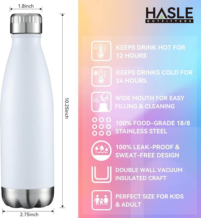 HASLE OUTFITTERS 17oz Stainless Steel Water Bottles Bulk, Vacuum Insulated - Image 5