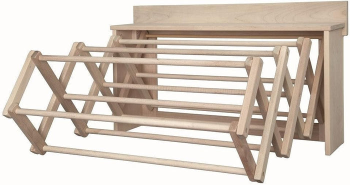 Saving Shepherd 30" Accordion Drying Rack Laundry Room Storage Maple Wood Wall Shelf