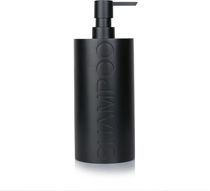Matte Black Shampoo Dispenser Modern Refillable Pump Bottle by IndecorHome