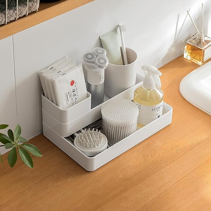 RAUVOLFIA Plastic Stackable Office Desk Drawer Organizers, Small Makeup Vanity - Image 7