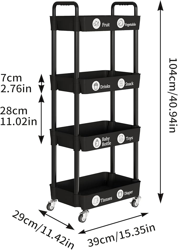 Laiensia 4-Tier Rolling Cart - Image 4