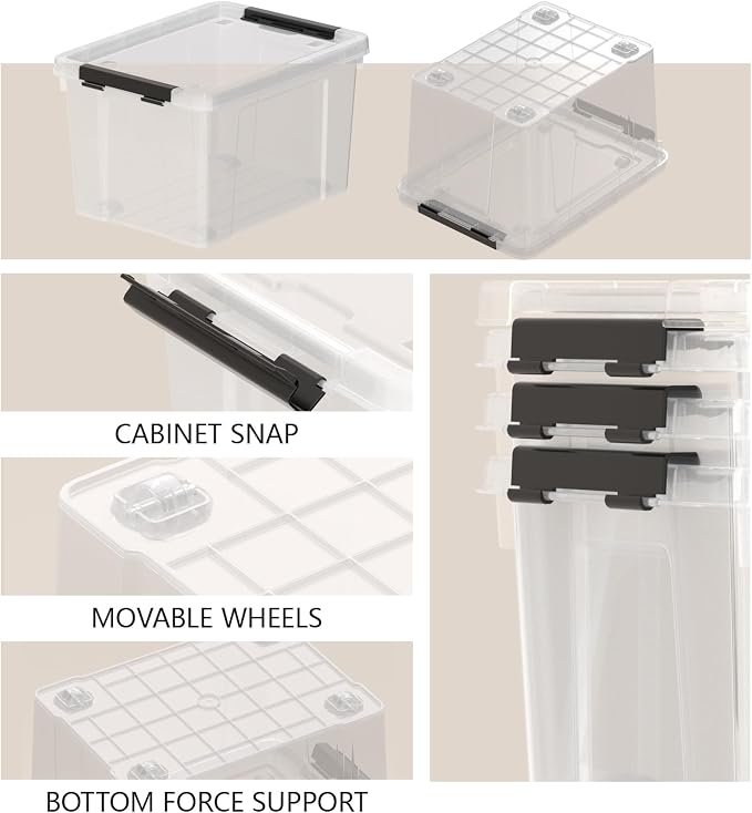 4-Pack 50 Quart Large Clear Storage Box, Plastic Storage Latch Bin - Image 3