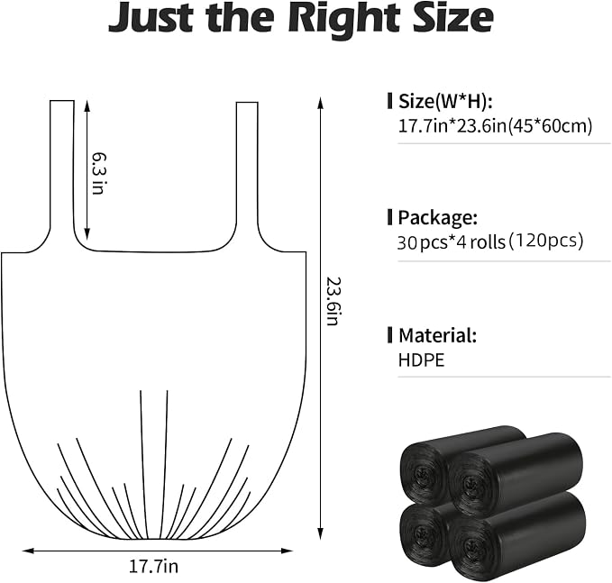 2-4 Gallon Portable Trash Bags, Bedroom Trash Can, Strong Trash Bags（Black） - Image 2