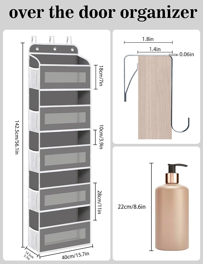Over The Door Organizer, 5 Shelves Closet Door Hanging Organizer - Image 2