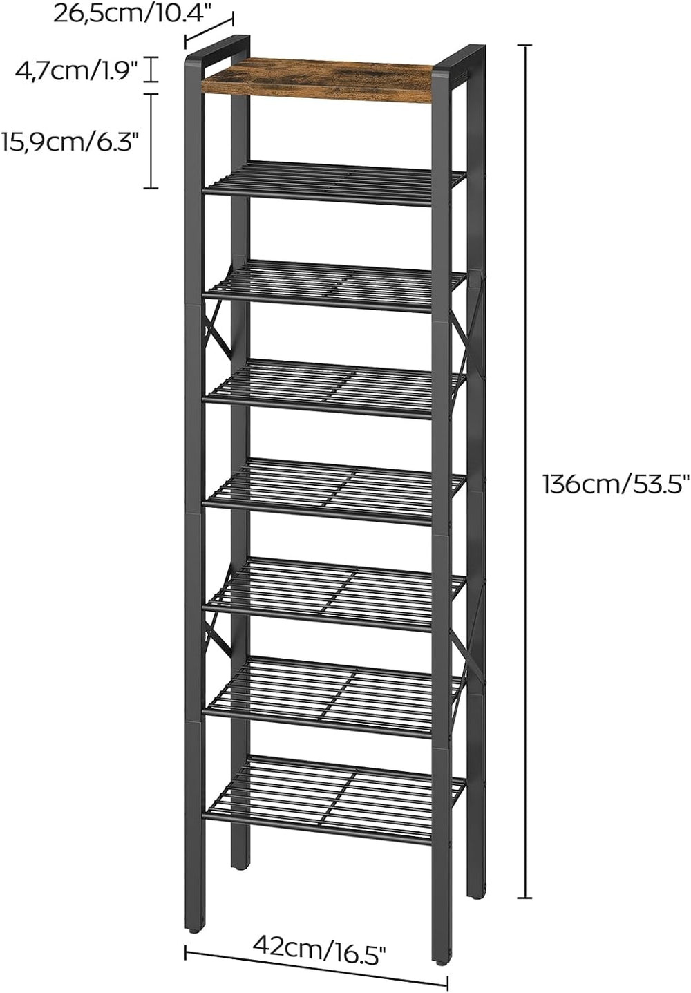 YATINEY 8-Tier Narrow Shoe Rack, Tall Shoe Rack for 8-16 Pairs, Slim Shoe Sto...