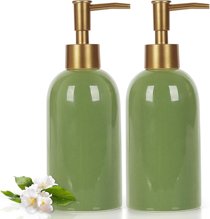 Natheeph 14OZ Ceramic Soap Dispenser Ceramic Soap Pump Dispenser Can Fill Liquid by Natheeph