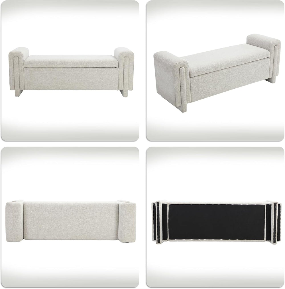 CIMOTA Modern Storage Ottoman Bench, 58” Large Upholstered Storage Bench with...