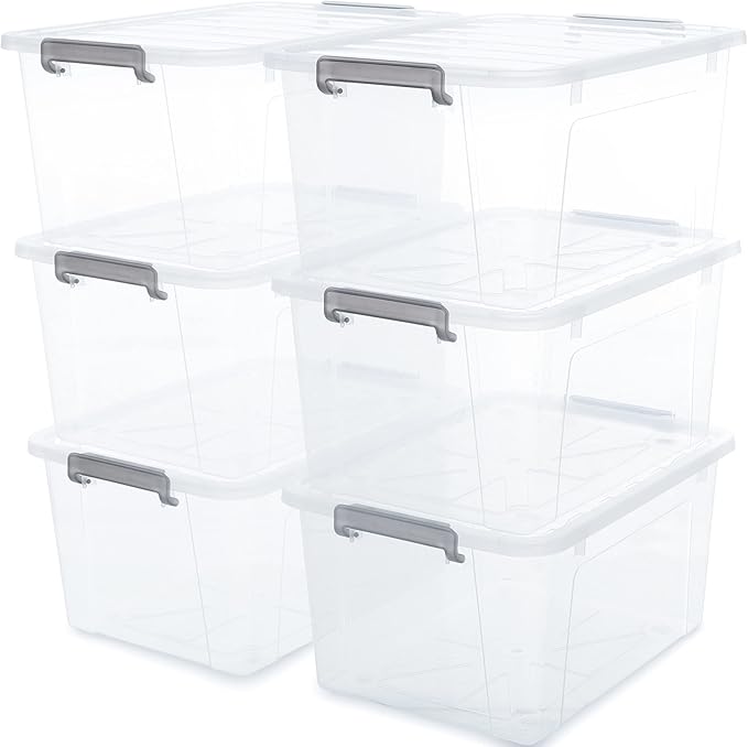 Citylife 6 Packs 44.4 QT Plastic Storage Bins by CitylifeHomeOrganization