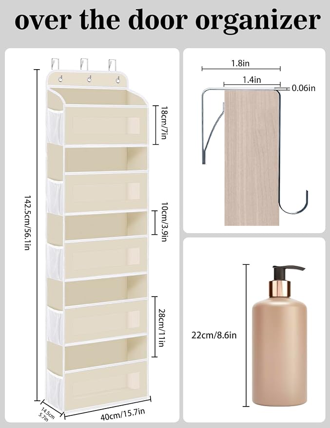 Over The Door Organizer, 5 Shelves Closet Door Hanging Organizer - Image 2