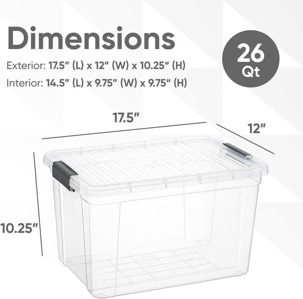 Superio 26.5 Quart Clear Plastic Storage Boxes with Lids, Stackable Organizer...