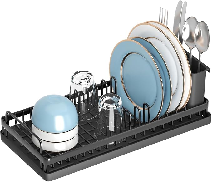 Small Dish Drying Rack, Compact Sink Dish Drainer Plate Rack Organizer by CHLORYARD