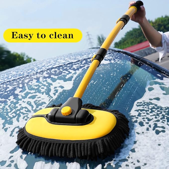 Car Wash Brush with Long Handle, Chenille Microfiber Mop Mitt with 1 - Image 6