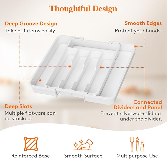 Lifewit Silverware Drawer Organizer, Expandable BPA Free Utensil Tray - Image 7