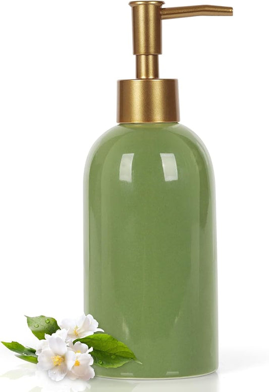 Natheeph 14OZ Ceramic Soap Dispenser Ceramic Soap Pump Dispenser Can Fill Liquid by Natheeph
