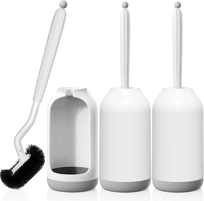 HAMITOR Toilet Bowl Brush Holder Set: 3 Pack Bathroom Deep Cleaning Toilet by HAMITOR