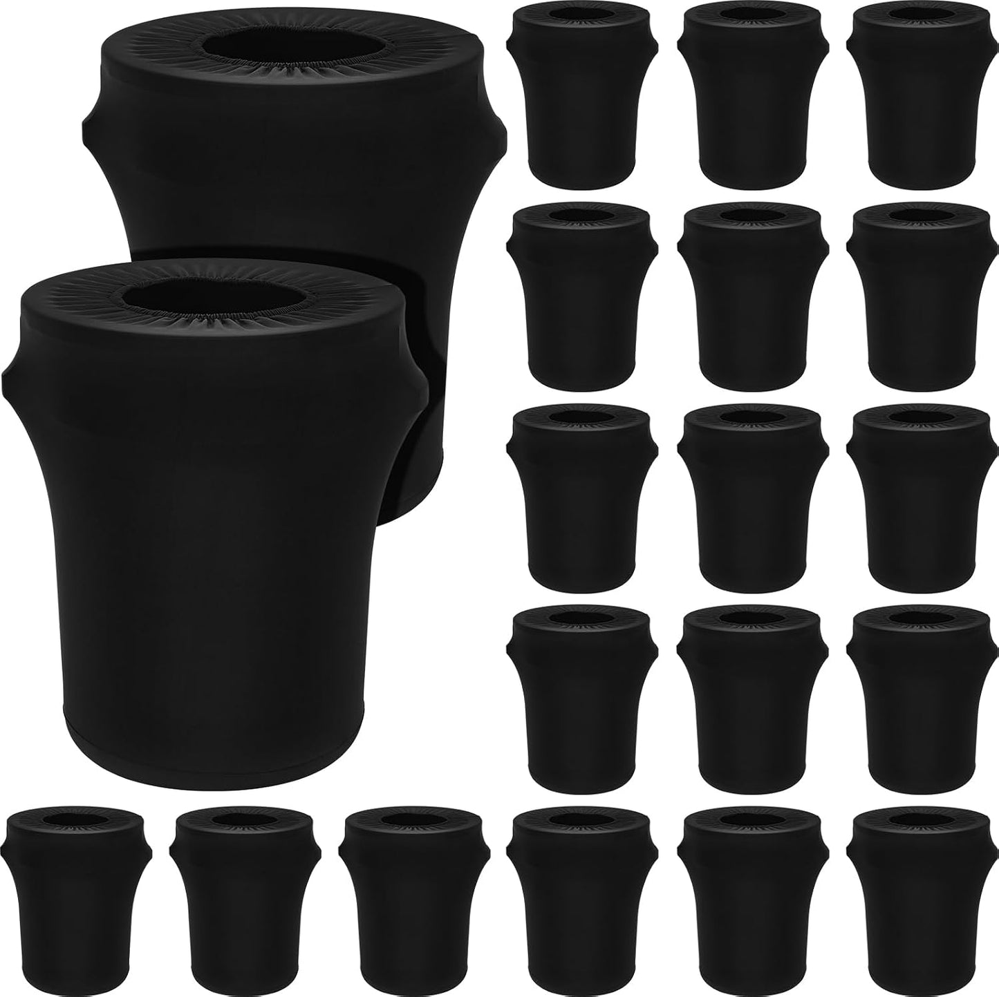 Tanlade 20 Pcs 32 Gallon Stretch Trash Can Spandex Cover Outdoor Waste Garbage Can Spandex Covers for Indoor Kitchen Outdoor Round Waste Container Bin, Without Trash Bin (Black)
