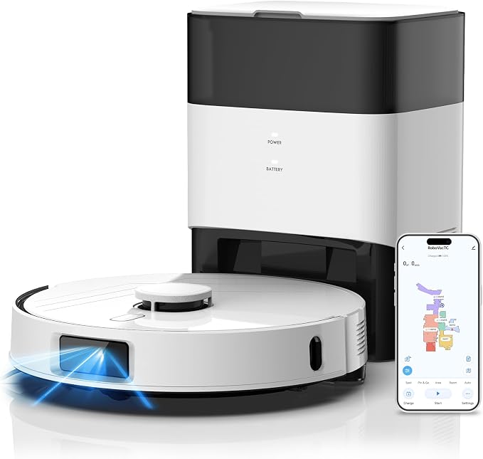 AIRROBO T30+ Robot Vacuum and Mop, Self-Emptying, 6000PA Suction, Proactive by AIRROBO