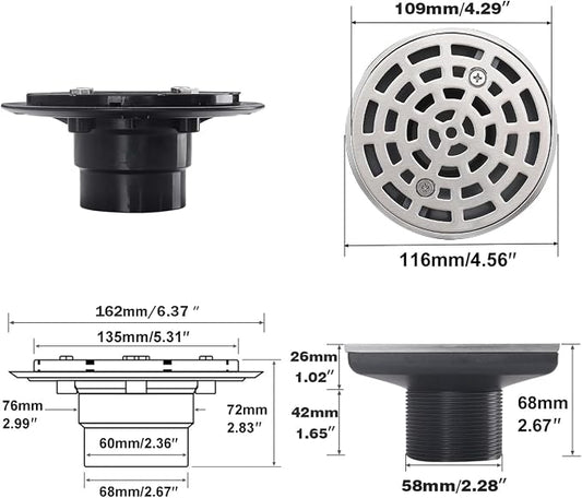 RANDOM Round Shower Drain Brushed Nickel 4 Inch Shower Drain - Image 2