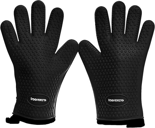 KITCHEN PERFECTION Silicone Smoker Oven Gloves -Extreme Heat Resistant BBQ by Kitchenperfection