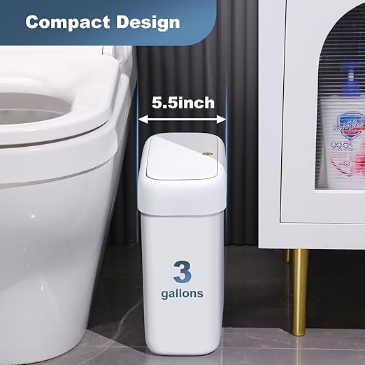 JOYBOS Bathroom Trash Can with Lid, 3 Gallon Small Garbage Can with Press Top - Image 2