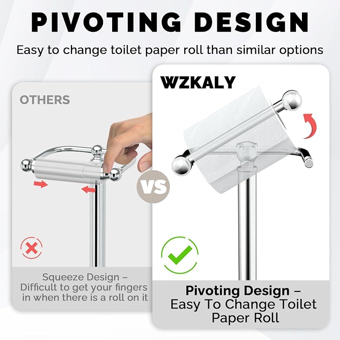 Toilet Paper Holder Stand, Polished Chrome Toilet Paper Holder Free Standing - Image 3