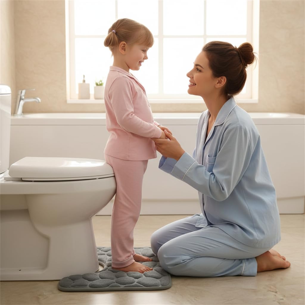 Bathroom U-Shaped Mat, Absorbent and Non-Slip Floor Mat for The Bathroom