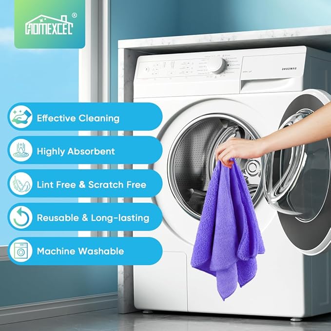 HOMEXCEL Purple Microfiber Cleaning Cloth, 12 Pack Premium Microfiber Towels - Image 5