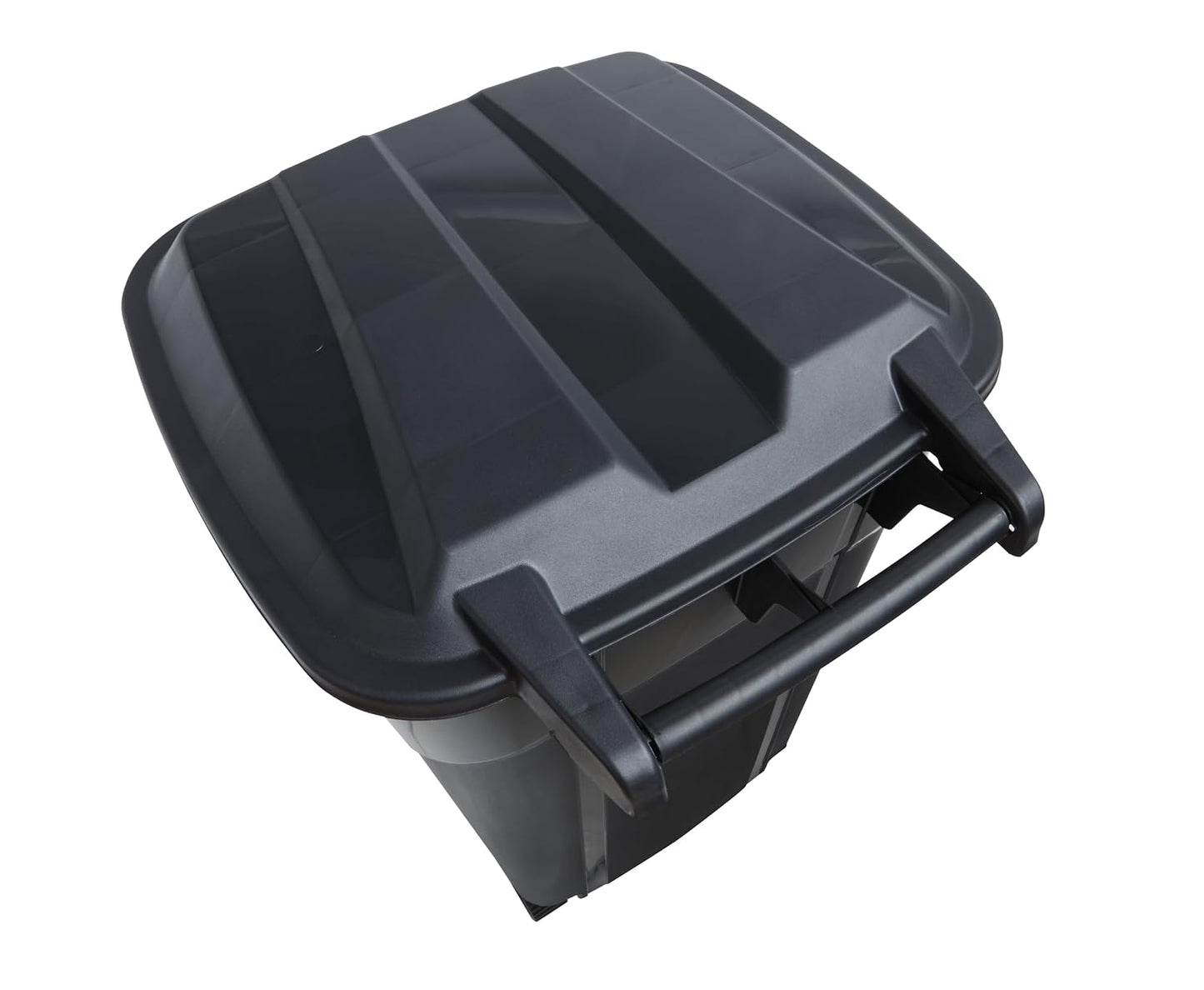 32 Gallon Wheeled Heavy Duty Plastic Garbage Can with Attached Lid – Rugged Wheels, Easy Grip Handle for Indoor/Outdoor Use