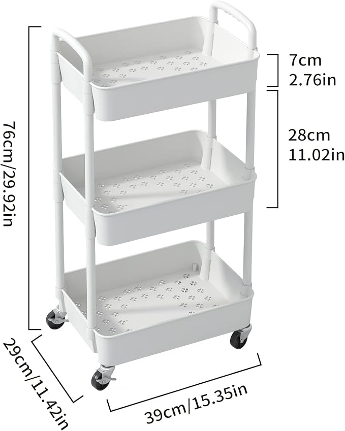 Sywhitta 3-Tier Plastic Rolling Utility Cart - Image 2