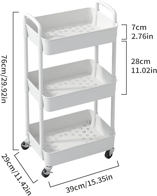 Sywhitta 3-Tier Plastic Rolling Utility Cart - Image 2