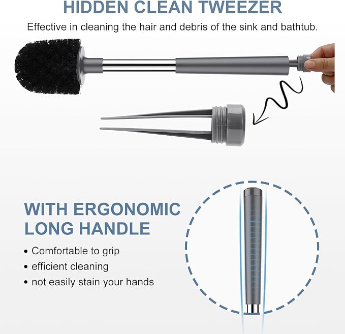 SetSail Toilet Brush and Holder 3 Pack, Self Closing Lid Toilet Bowl Brushes - Image 3