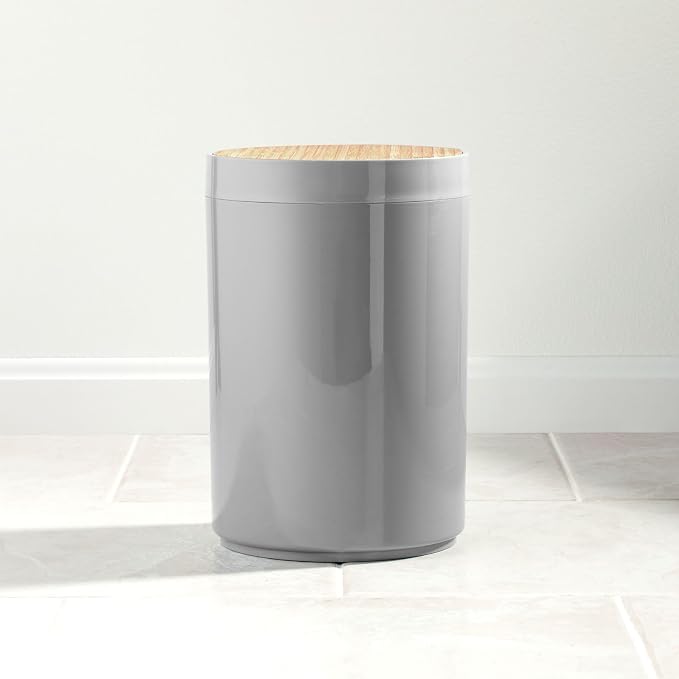 mDesign Plastic Round Trash Can Small Wastebasket - Image 8